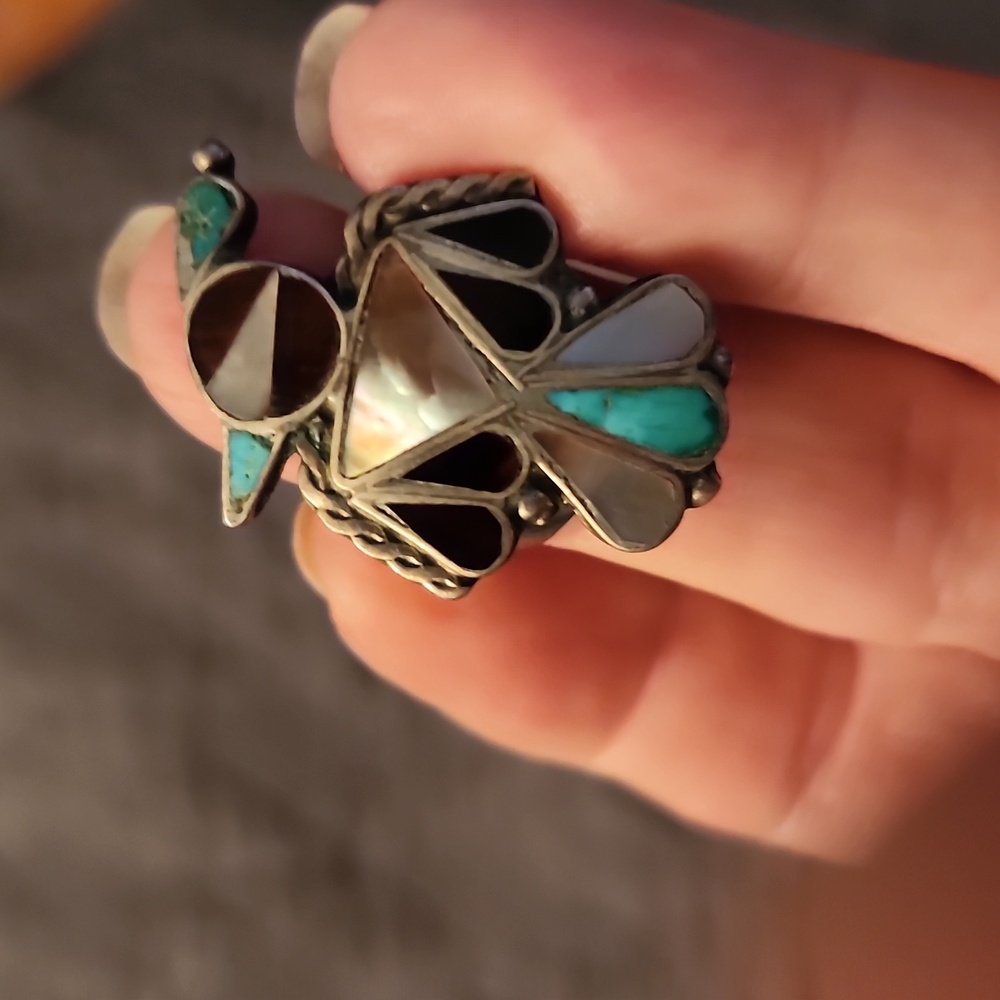 Vintage Native American Navajo zuni thunderbird ring
